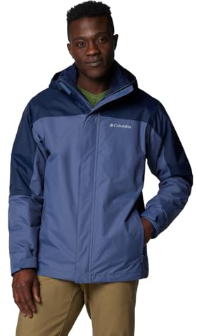 Columbia Men's Tunnel Falls 2 Interchange Jacket, 3 In 1 Interchange Winter Coat, Dark Mountain, Collegiate Navy, M