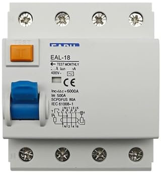 JWVNSKCA Disjoncteur électromagnétique à Courant résiduel, Type 4P 10/30mA AC, disjoncteur différentiel, Interrupteur de sécurité(30mA,4P 25A)