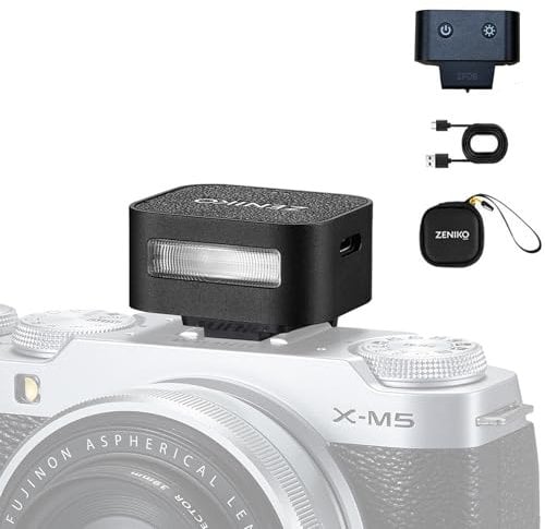 ZENIKO ZF08 Mini Camera Flash Speedlite 440 Full Power Flashes CCT 6500K+200K Built-in Battery for Sony Canon Nikon Fuji Olympus Single-contact Hotshoe Cameras (Black)