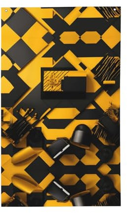 Drapeau imprimé jaune moutarde et noir 0,9 x 1,5 m, drapeau extérieur, décoration intérieure et extérieure personnalisée, drapeau personnalisé