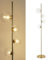 Alpinaluz Lampadaire moderne avec 4 sphères en verre transparent – Structure en acier doré effet laiton – Culot G9 – Hauteur 159 cm – Design vertical élégant pour salon, chambre, lectur