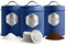 HEFTMAN Blue Tea Coffee Sugar Canisters - Stylish 3 Piece Canisters Sets for the Kitchen, Sugar Coffee Tea Storage Set with Airtight, Labelled Containers (3 PCS, Blue/Silver)