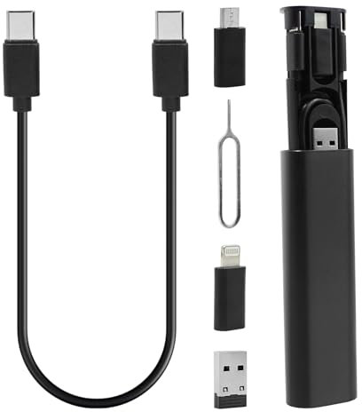 USB C to Lightning Adapter, USB C to Micro USB Adapter, USB to Lightning Cable Kit, Sim Card Tray Eject Tool Slots, Universal Travel Multi Charger Adapters Kit for iPhone, Samsung and More