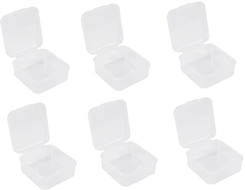Gosera 6 Pieces Mini Plastic Clear Storage Box for Collecting Small Items, Beads, Jewelry, Business Cards