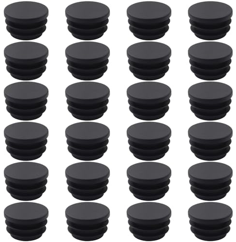 Lot de 20 capuchons de pieds de chaise et de table, embouts ronds noirs (22 mm), bouchons universels en plastique