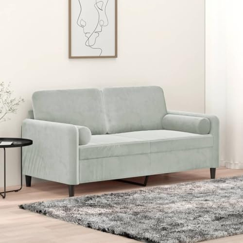Emmtore Sofa, Couch mit Zierkissen, Liegesofa für Wohnzimmer, Polstersofa Sessel Relaxsofa Loungesofa Relaxcouch Hellgrau,140 cm