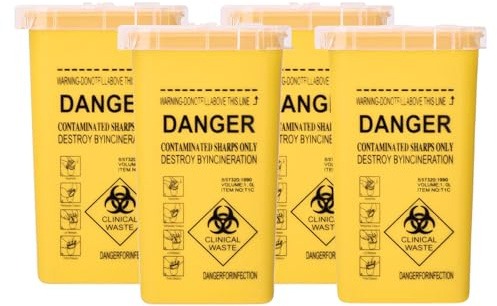 4 pcs Sharps Bin Sharps Box for Needles Travel Sharps Bin Yellow Sharps Bin Small Needle Bin, Sharps Containers & Needle Destruction