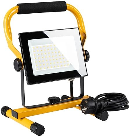 LED’s work LED Arbeitsleuchte 50W 4.200 Lumen 4000K neutralweiß IP65 Baustrahler tragbar mit Ständer | Bauleuchte Werkstattleuchte Außenbeleuchtung robust spritzwassergeschützt