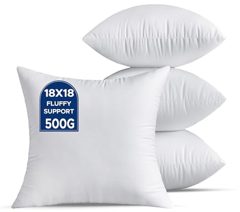 QSWRD 4er Set Kissenfüllung 45 x 45 cm Mittel Weiße Kisseninlet Dekokissen Kopfkissen für Wohnzimmer Couch Bett Quadratisch SofaKissen Zierkissen Innenkissen