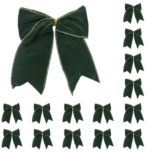 DONGKER groß Weihnachtsschleifen, 15 Stück 15cm Samtschleifen, Schleifen Weihnachtsbaum Deko mit flexiblem Draht für Weihnachtsbaum, Geschenkverpackung, Basteln Weihnachten Deko
