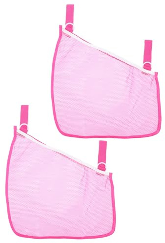 2 Stück Seitentragetaschen, Netz Aufbewahrung, Polyester Rosa | Waschbar und Wiederverwendbar, Verstellbarer Gurt, für Reisen und Parkausflüge, Praktische Organisation