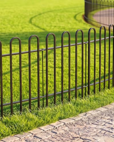ARIFARO Gartenzaun Metall 5er Set, 76 x 56 cm je Element, 2,8 m Gesamtlänge | Dekorativer Steckzaun für Blumenbeet, Rasen und Wege, Beeteinfassung und kleiner Beetzaun für Garten und Terrasse, Schwarz