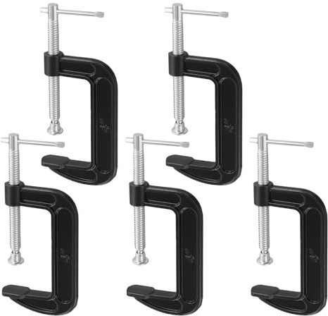 ZEONHAK 5 Stück 10,2 cm C-Klemmen, 100 mm G-Klemmen mit verstellbarer Schraube für Schweißen und Holzbearbeitung, Schwarz