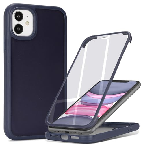 Zouzt Matte for iPhone 11 Case 6.1 Screen Protector, Navy Blue | 360 Full Body, Translucent Matte, Military Grade Drop Proof, Rugged Shockproof Protective, Anti-Fingerprint Phone Case