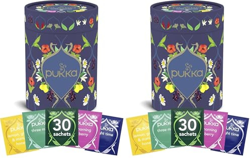 Pukka | Bio Tee Geschenkset „Seelenzauber“ | Geschenk für Frauen & Männer zu Weihnachten, Geburtstag & für Self-Care | Perfekt für die Schlafenszeit | 30 Teebeutel | 5 köstliche Sorten (Packung mit 2)