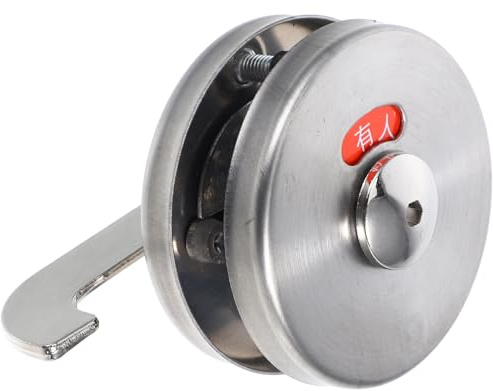 PRETYZOOM Serratura Porta Bagno in Acciaio Inox Indicatore Occupato, Installazione Facile e Presa Confortevole per Bagni Pubblici, Distanza Fori 48mm