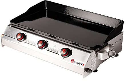 Somagic So Premium 3 Feux Plancha Gaz, Noir/Argent