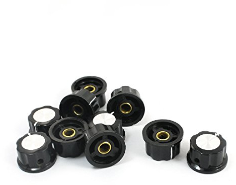 sourcing map 10 PCS 6 mm Schaft Einsatz Dia Schwarz Kunststoff Potentiometer Knöpfe Kappen de
