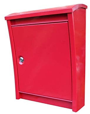 Contemporary Galvanised Wall Mounted Post Box Powder-Coated in Red- Letter Box