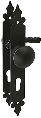 Amig - Set aus Türdrücker und Knauf | Glattes Design | 270 x 36 mm | Schlossdistanz 72 mm | Für mehr Privatsphäre | Stahlplatte und Griff aus schwarzem Zamak