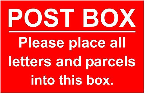 Post Box Correx Safety Sign For Letters And Parcels 300mm x 200mm Red / White.