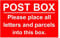 Post Box Correx Safety Sign For Letters And Parcels 300mm x 200mm Red / White.
