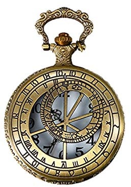 JewelryWe Taschenuhr Herren Kompass 12 Konstellationen Sternbilder Hohe Openwork Analog Quarz Uhr mit Halskette Kette Uhren Geschenk Bronze