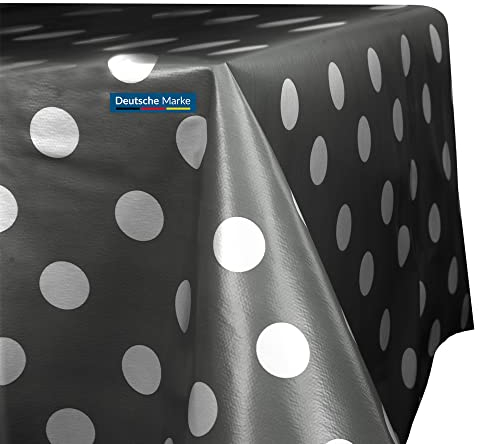 TEXMAXX® Wachstuchtischdecke versch. Größen - 160 x 140 cm/abwaschbare Tischdecke/Wachstischdecke/Wachstuch Tischdecke geeignet als Gartentischdecke - Punkte Muster in Grau-Weiß
