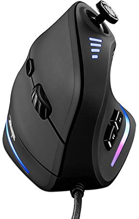 TRELC Mouse da gioco con bilanciere 5D, mouse ergonomico con 10000 DPI/11 pulsanti programmabili, mouse da gioco verticale RGB cablato per PC/laptop/e-sport/gamer (nero)