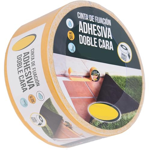 Suinga Cinta Adhesiva Doble Cara 5 cm x 30 Metros | Banda Doble Cara Interior y Exterior para Moquetas y Cesped Artificial | Cinta de Doble Cara Extrafuerte Resistente al Agua