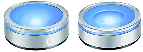 CDIYTOOL LED Light Base Multicolor Round Show Stand Display Plate Base Display Light Base for 3D Crystal Glass Art with Sensitive Touch Switch [Energy Class A+] (Flat Base+Concave Base)