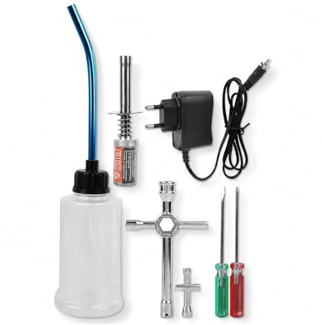 RC Starter Kit, Zündkerzenzünder aus Metall für 1/8 1/10 RC Car Fernsteuerauto Starter Set Zubehör (EU Plug)
