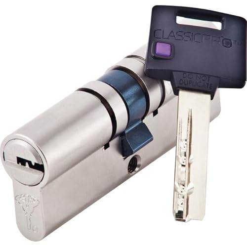 Cylindre 2 entrées Classic Pro Mul-T-Lock - Laiton nickelé - Haute sûreté - Longueur 45 x 45 mm