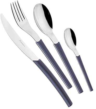 EME POSATERIE Loto Grigio 432 - Set di Posate da Tavola in acciaio inox 18/10, per 6 persone, 24 pezzi