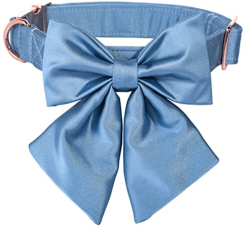Lionet Paws Hundehalsband Fliege - komfortable Seide Hundehalsband mit abnehmbaren Fliege für Welpen und Katze, Hals 20-30cm