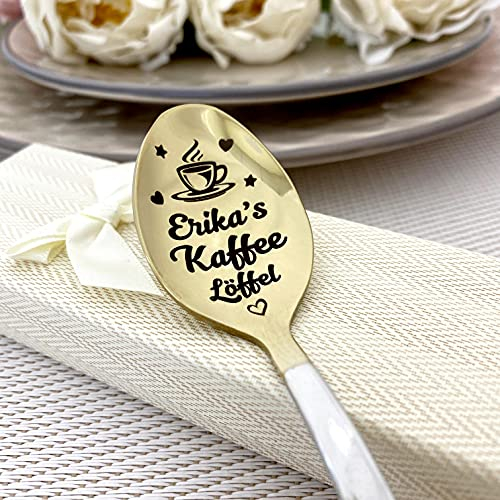 Kaffeelöffel mit Namen - Graviertes Geschenk für Kaffeeliebhaber - Kaffeegeschenk - personalisierter Löffel (Kit)