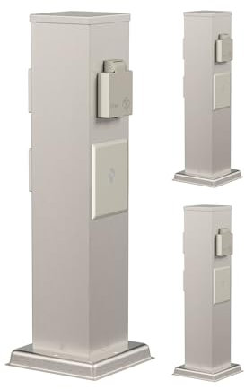 ledscom.de 3 Stück Garten Steckdosensäule Polly für außen, IP44, Smart Home, WLAN, Alexa, 3-Fach, Edelstahl, Edelstahl, eckig, 40 cm