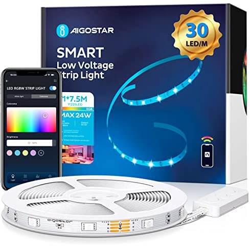 Aigostar LED Strip Alexa 7.5 m, RGB LED Streifen with 28-Button IR Fernbedienung, Compatible with Alexa/Google Home,Musik Sync, LED Lichtleiste for Party/Bar/Home/Bedroom/E-Sportraum, 24 W