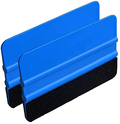 Lot de 2 raclettes en plastique, Raclette de voiture Decal Outil d'application de teinte de fenêtre, Autocollant Décalque Raclette, Raclette de bord en feutre en plastique
