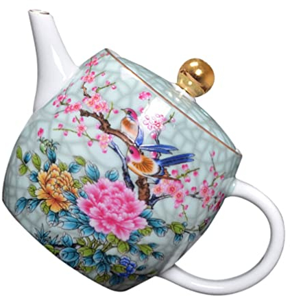HEMOTON Japanese Teapot Ceramic Tea Kettle China Porcelain Teapot for Brew Loose Leaf Tea, Pocerlain Teapot Vintage Style Chinese Teapot Small Teapot