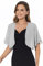 Cárdigan tipo bolero de gasa suave con frente abierto para mujer, manga 3/4, para vestido de noche, plateado, M