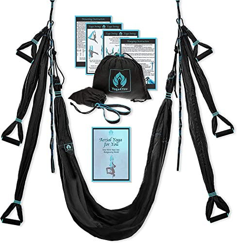 Yoga4You Kinder Aerial Yoga Schaukel Set - Yoga-Hängematte Luftschaukel - Umkehrfliegen-Kit - Umkehrwerkzeug für fliegende Yoga - Yoga-Schlinge zum Aufhängen an der Decke A