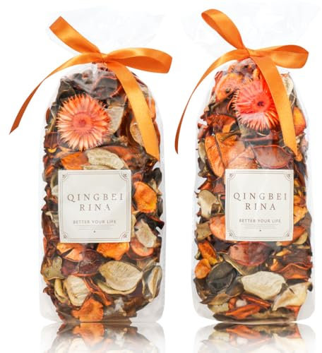 Qingbei Rina Orange Pot pourri,Orange Scented Pot Pourri Dried Flower, Decorative Bowl Vase Filler,Table Wedding Party Decor,2 Bags,240g