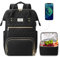 ETRONIK Lunch Backpack Women 17.3 Inch Laptop Backpack with USB Port College School Laptop Bookbag Teacher Nurse Work Backpacks with Insulated Cooler Bag Black