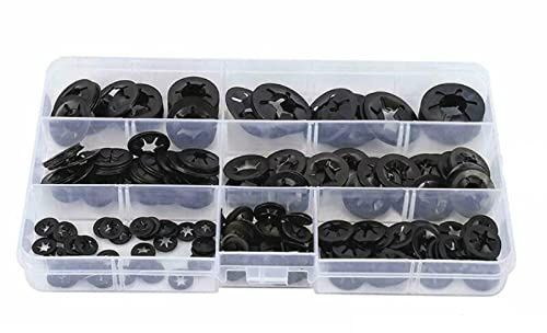260-teiliges Unterlegscheiben-Set, interne Zahn-Schnell-Clips, Sortimentskit mit Aufbewahrungsbox, M3/M4/M5/M6/M8/M10/M12