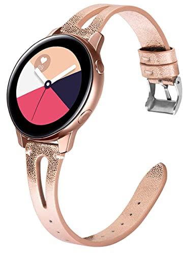 Syxinn 20mm Leder Armband Kompatibel für Samsung Galaxy Watch Active/Active 2 40mm 44mm/Galaxy Watch 4/4 Classic/Watch 3 41mm/Galaxy 42mm Uhrenarmband Armbänder Lederband für Gear Sport/S2 Classic