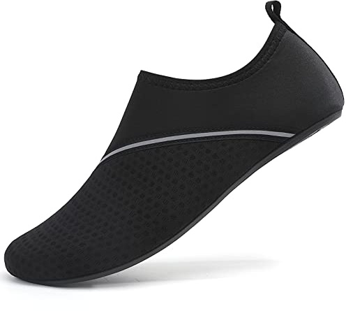 Sixspace Badeschuhe Damen Herren Wasserschuhe Schwimmschuhe Männer Frauen Strandschuhe Aquaschuhe Barfußschuhe für Strand,Pool,Meer,Wassersport,Tauchen,Surfen,Aqua Cycling(Schwarz,38 EU)