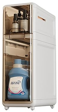 Schmaler Badezimmer-Organizer. Zusätzlicher Aufbewahrungsschrank mit Rollen für enge Räume. Beistellschrank mit 2 kompakten Schubladen für Toilettenpapier, Waschmittel und Badezimmerzubehör.