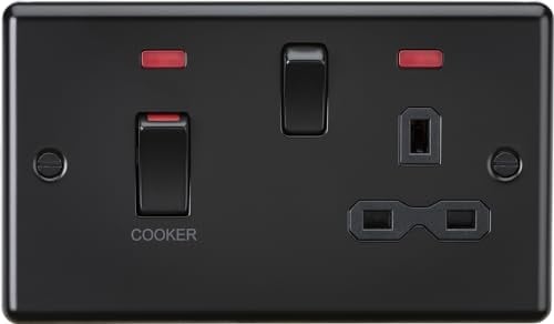 Knightsbridge 45A DP Switch and 13A Switched Socket with neons - Matt Black