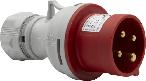 Brennenstuhl CEE-Stecker 4-polig für den Außenbereich, Industrie-Steckdose CEE 400 V/16 A, schraubbare Verbindungstechnologie, Verwendung auf Baustellen, Camping, IP44, 16 A